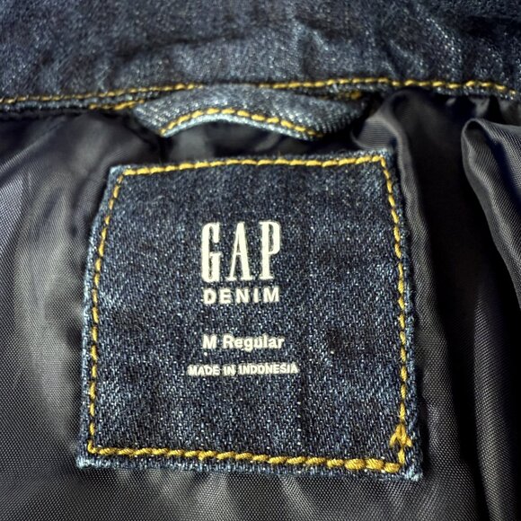 GAP Denim Puffer Jacket Boys M – Quilted Colorblock Denim & Nylon Retro Trucker - Picture 5 of 11